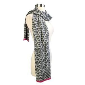 Michael Michael Kors Womens Knit Scarf Derby Gray Logo Monogram‎ Reversible Pink